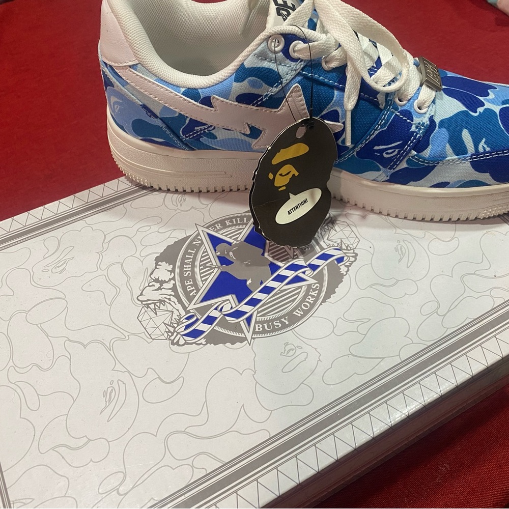 Bape Blue and White Camo Sneakers